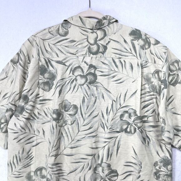 Tommy Bahama Shirt Men M Cream 100% Silk Floral Hawaiian Tropical Aloha Resort - Picture 5 of 10